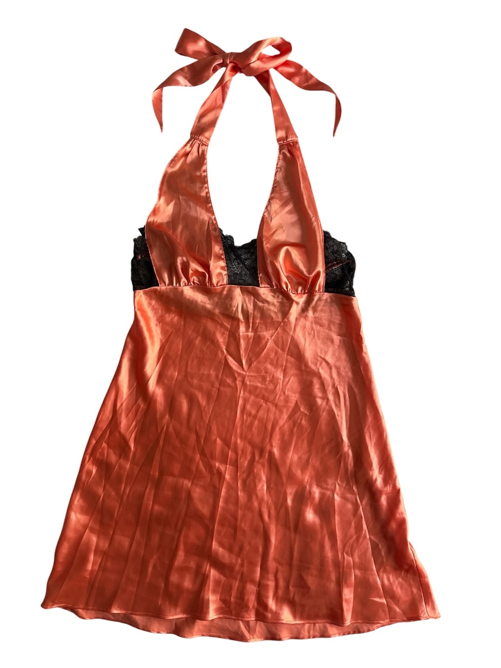 FREDERICKS OF HOLLYWOOD Vintage Chemise Women’s XL Slip Satin Lingerie Orange
